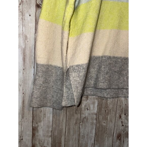 Loft Women's V-neck Long Sleeve Striped Sweater Wool Blend Size XL Green Gray - Picture 6 of 9